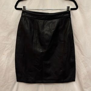 Black Leather Pencil Skirt Soft Supple Mid Thigh Good Condition Sexy Size 8 Slit